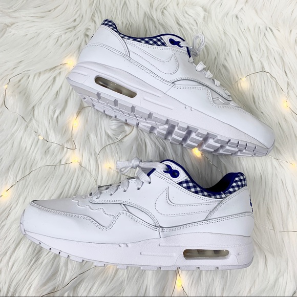 Nike Air Max 1 OG Women’s White Blue Plaid - Picture 2 of 8